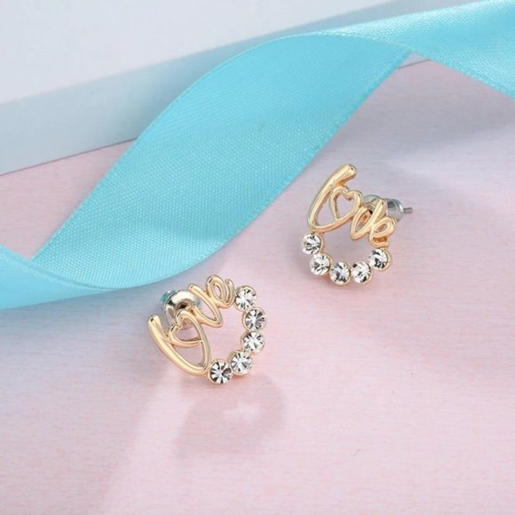 3/$30 LOVE GOLDEN CRYSTAL ZIRCON EARRINGS - Picture 4 of 7